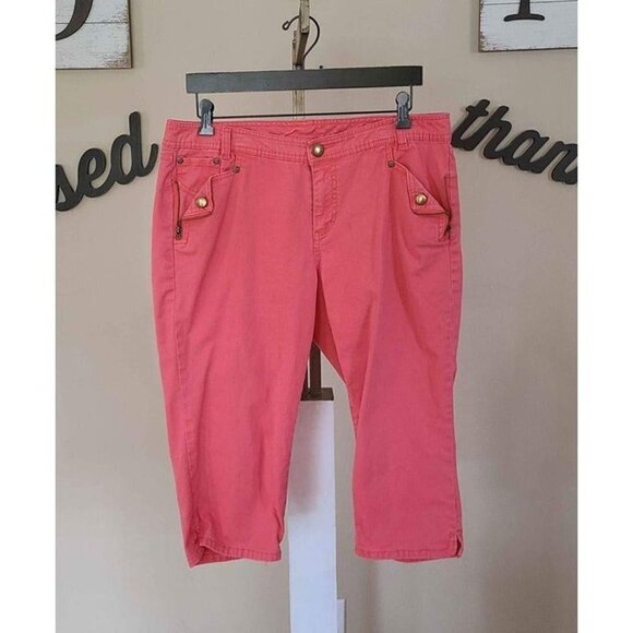 Loop 18 Stretch Pink Capri Jeans w/Pockets Size 13 - Picture 1 of 3